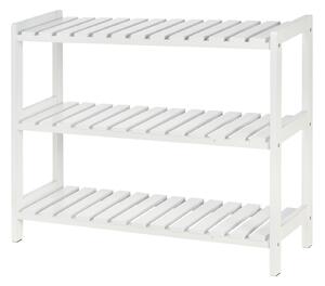 HOMCOM 3-Tier Shoe Rack Wood Frame Slatted Shelves Spacious Open Hygienic Storage Home Hallway Furniture Family Guests 70L x 26W x 57.5H cm - White