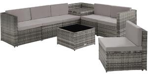Tectake 404234 rattan garden furniture set verona - grey