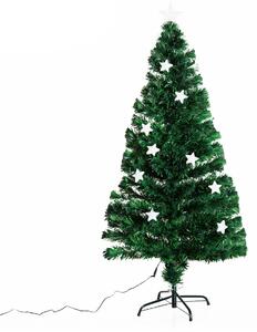 HOMCOM 5ft 150cm Green Fibre Optic Artificial Christmas Tree W/ Stars