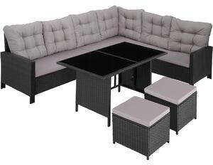 Tectake 404252 garden rattan furniture set barletta - black/grey