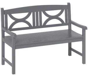 Outsunny 2-Seater Wooden Garden Bench Outdoor Patio Loveseat for Porch, Grey