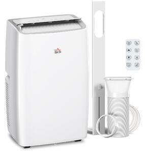 HOMCOM 12,000 BTU Portable Air Conditioner Dehumidifier Cooling Fan for Room up to 25m², w/ Remote, LED Display, Window Mount Kit, White Aosom UK