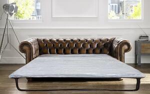 Chesterfield Classic Handmade 2 Seater Sofa Bed Antique Real Leather