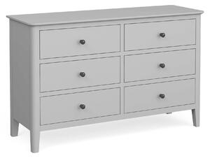 Elgin Grey Scandi 3 over 3 Chest of 6 Drawers, Painted Pine Wood | Roseland Furniture
