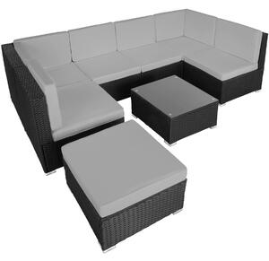 404297 rattan garden furniture lounge venice - black/grey