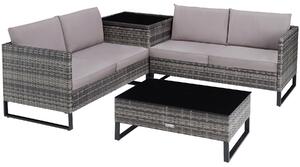 Tectake 404301 garden rattan furniture set ostuni - grey