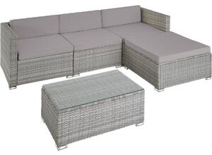 Tectake 404326 rattan garden furniture set lounge florence - light grey/dark grey