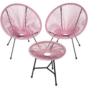 404412 set of 2 santana chairs with table - pink