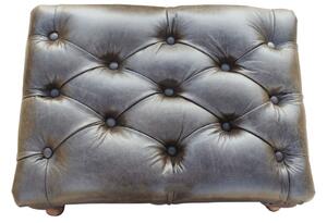 Leather Queen Anne Footstool Buttoned Seat In Old English Alga Colour