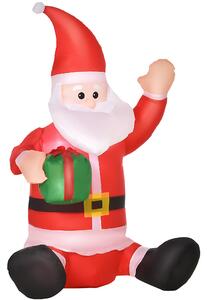 HOMCOM Christmas Inflatable Santa Claus Outdoor Home Seasonal Decoration w/ LED Light