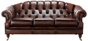 Chesterfield 3 Seater Antique Light Rust Leather Sofa Settee Bespoke In Victoria Style