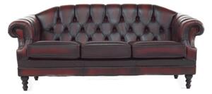 Chesterfield 3 Seater Sofa Settee Antique Oxblood Red Real Leather In Victoria Style