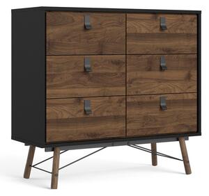 Sny Double Chest Of Drawers 6 Drawers In Matt Black Walnut