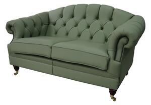 Chesterfield 2 Seater Pea Green Leather Sofa Settee Custom Made In Victoria Style