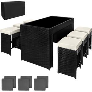 Tectake 404385 rattan garden furniture aluminium bar set ibiza with protective cover - black