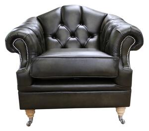 Chesterfield Armchair Antique Olive Green Leather Bespoke In Victoria Style