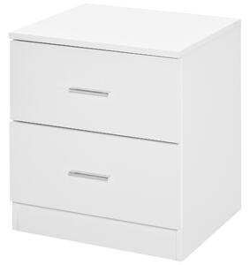 HOMCOM Bedside Table with 2 Drawers, Modern Nightstand, Cabinet Drawers Side Storage Unit for Bedroom, Living Room