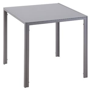 HOMCOM Modern Square Dining Table, Seats 4, with Glass Top & Metal Legs for Dining Room, Living Room, Grey