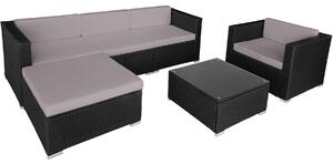 Tectake 404324 rattan garden furniture milano - black/grey