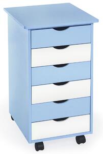 Tectake 400925 filing cabinet on wheels with 6 drawers - blue