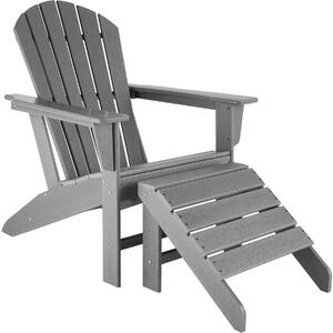 Tectake 404609 garden chair with footstool - light grey