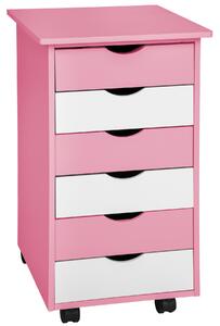 Tectake 400924 filing cabinet on wheels with 6 drawers - rose