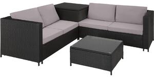 Tectake 404298 rattan garden furniture lounge siena - black/grey
