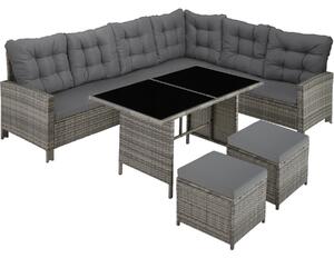 404397 garden rattan furniture set barletta - mottled grey/grey