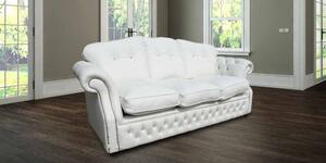 Chesterfield 3 Seater Crystal White Leather Sofa Settee Bespoke In Era Style