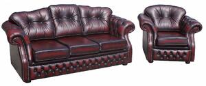 Chesterfield 3+1 Seater Sofa Suite Antique Oxblood Red Leather In Era Style