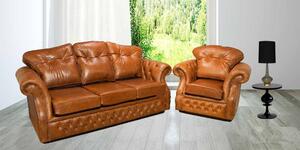 Chesterfield 3+1 Seater Sofa Suite Old English Tan Leather In Era Style