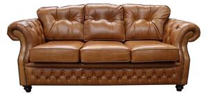 Chesterfield 3 Seater Old English Tan Leather Sofa Bespoke In Era Style