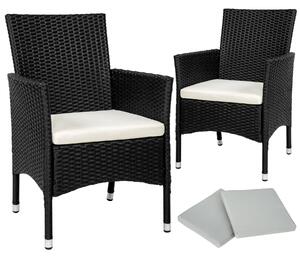 Tectake 404549 2 garden chairs rattan + 4 seat covers model 1 - black/beige
