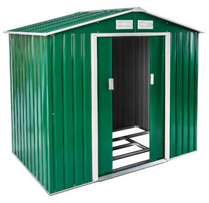 Tectake 404519 shed with saddle roof - green/white