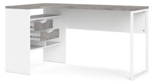 Remote Corner Desk 2 Drawers In White And Grey