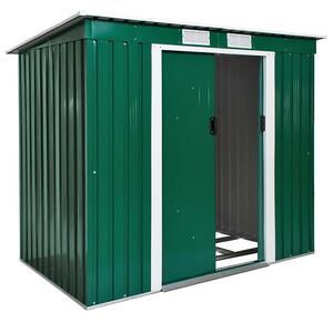 Tectake 404521 shed with slanted roof - green/white