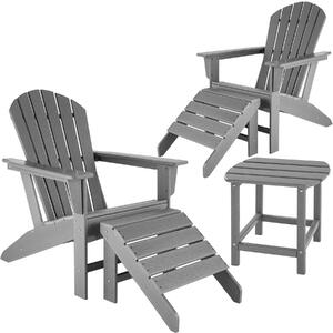 Tectake 404621 2 garden chairs with footrests and weatherproof side table - light grey