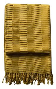 Delia Pleat Textured Throw in Old Gold