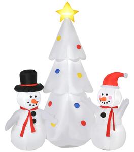 HOMCOM 1.9M Christmas Inflatable Tree with Star and Snowmen, LED Lighted for Home Indoor Outdoor Garden Lawn Decoration Party Prop