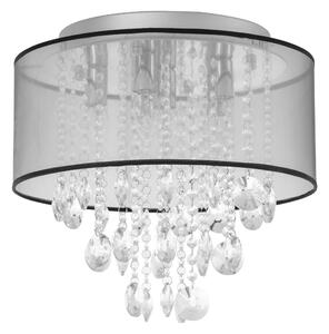 HOMCOM Modern Crystal Chandelier Flush Mount LED Ceiling Light with Drum Shade for Living Room Bedroom Dining Room Silver