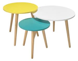 Nove Set of 3 Tables Oak with Pastel Tops