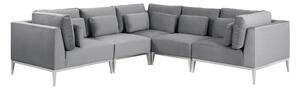 Cassie Large Corner Sofa – Dove Grey – Stainless Steel Base