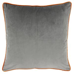 Meridian Velvet Cushion Grey/Clementine