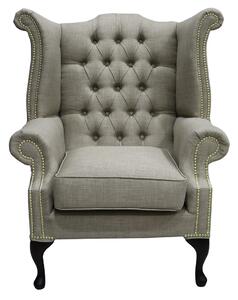 Chesterfield High Back Chair Charles Fudge Linen Fabric In Queen Anne Style