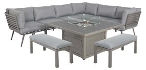 Mayfair 120cm Corner Sofa & Fire Pit Table Garden Lounge Set