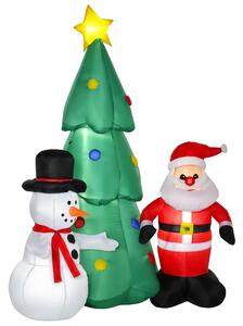 HOMCOM 6ft Christmas Inflatable Tree Santa Claus Snowmen, LED Lighted for Home Indoor Outdoor Garden Lawn Decoration Party Prop