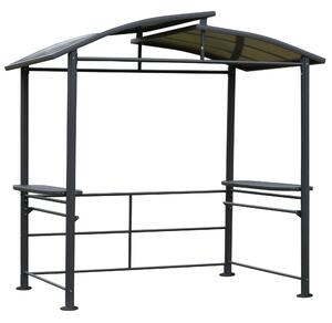 Outsunny 2.4 x 1.5m Grill Gazebo Outdoor BBQ Gazebo Canopy with Side Shelves Hanging Poles Great Ventilation PC Board