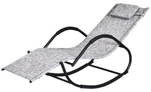 Outsunny Patio Rocking Lounge Chair Texteline Zero Gravity Rocker Outdoor Patio Garden Recliner Seat w/ Padded Pillow - Grey