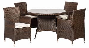 Vada Outdoor Living 110cm 4 Seat Rattan Round Dining Set for Garden
