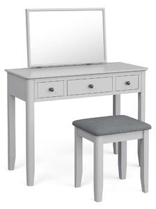 Elgin Grey Scandi Dressing Table Set with Vanity Mirror & Stool | Roseland Furniture